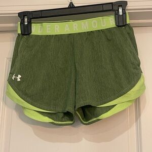 Under Armour Women's Green and Neon Green Athletic Shorts